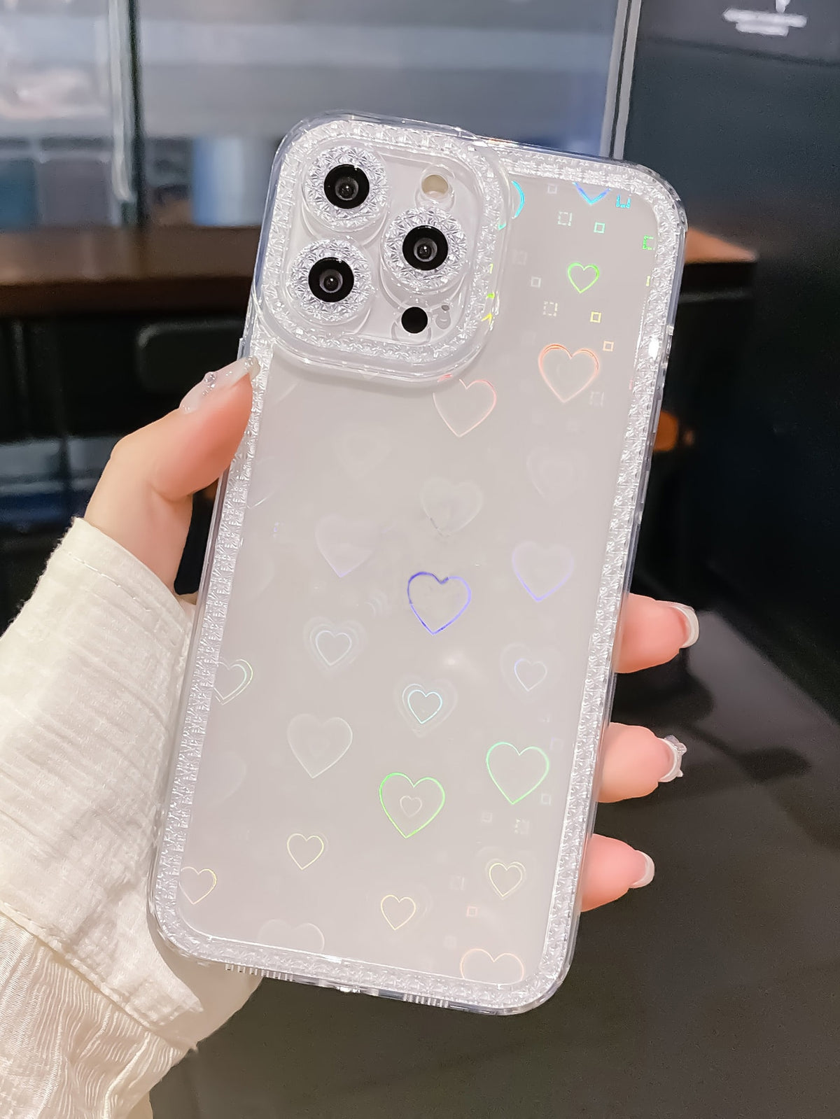 Fashionable Transparent Soft Phone Case With Beautiful Rhinestones compatible with iphone 15/15promax/15pro/15plus/11/12/13/14promax/xs/xr/11pro/11promax/12pro/12promax/13pro/13promax/7plus/14pro/14pr