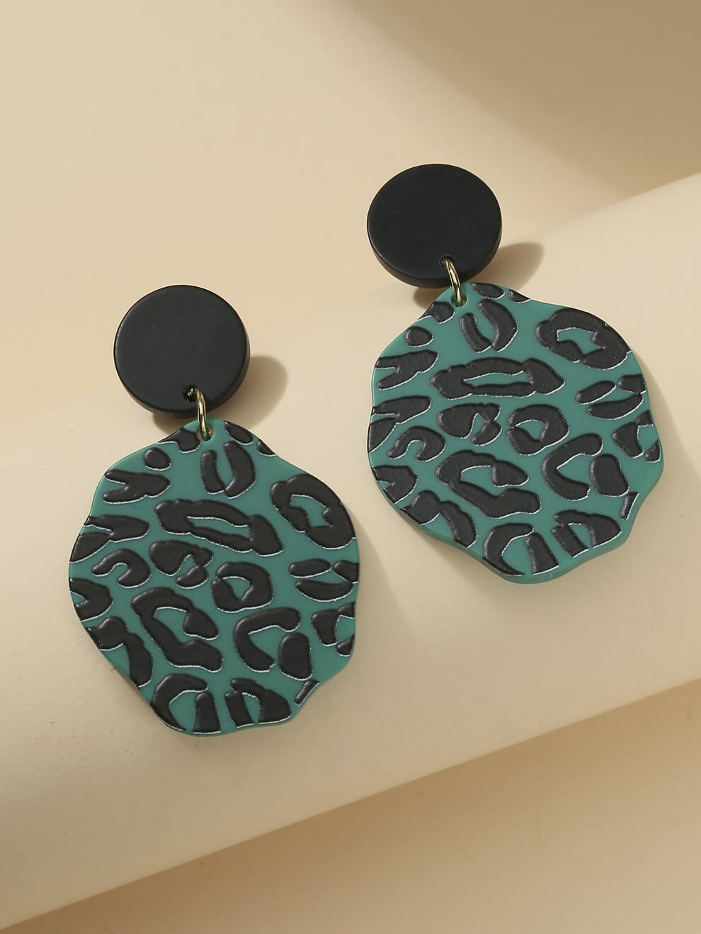 Leopard Print Geometric Drop Earrings