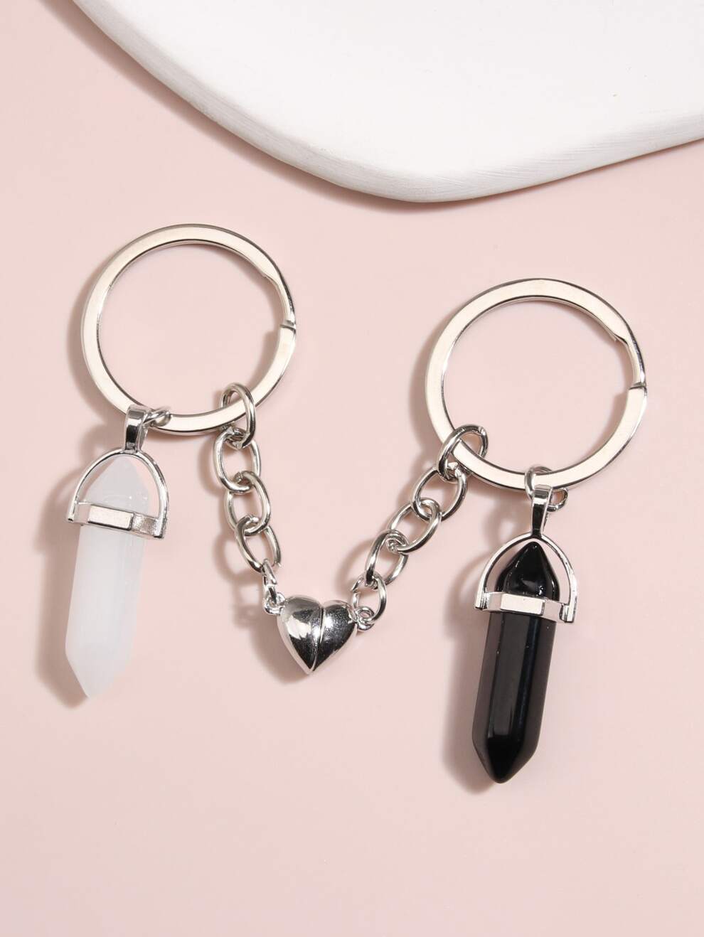 2pcs Couple Geometric Charm Keychain