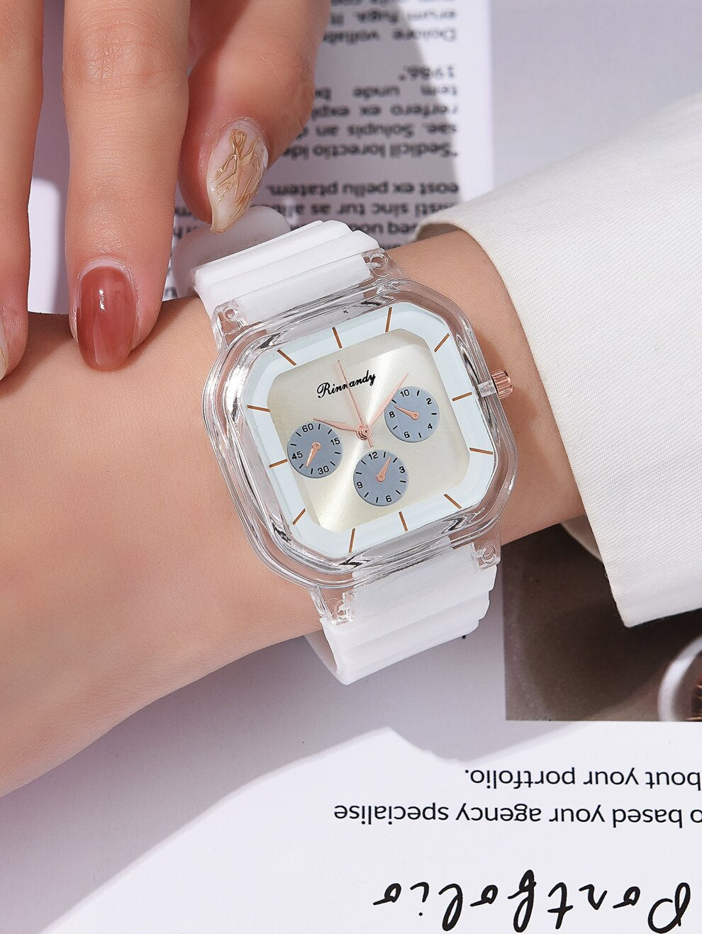 Silicone Strap Square Pointer Quartz Watch