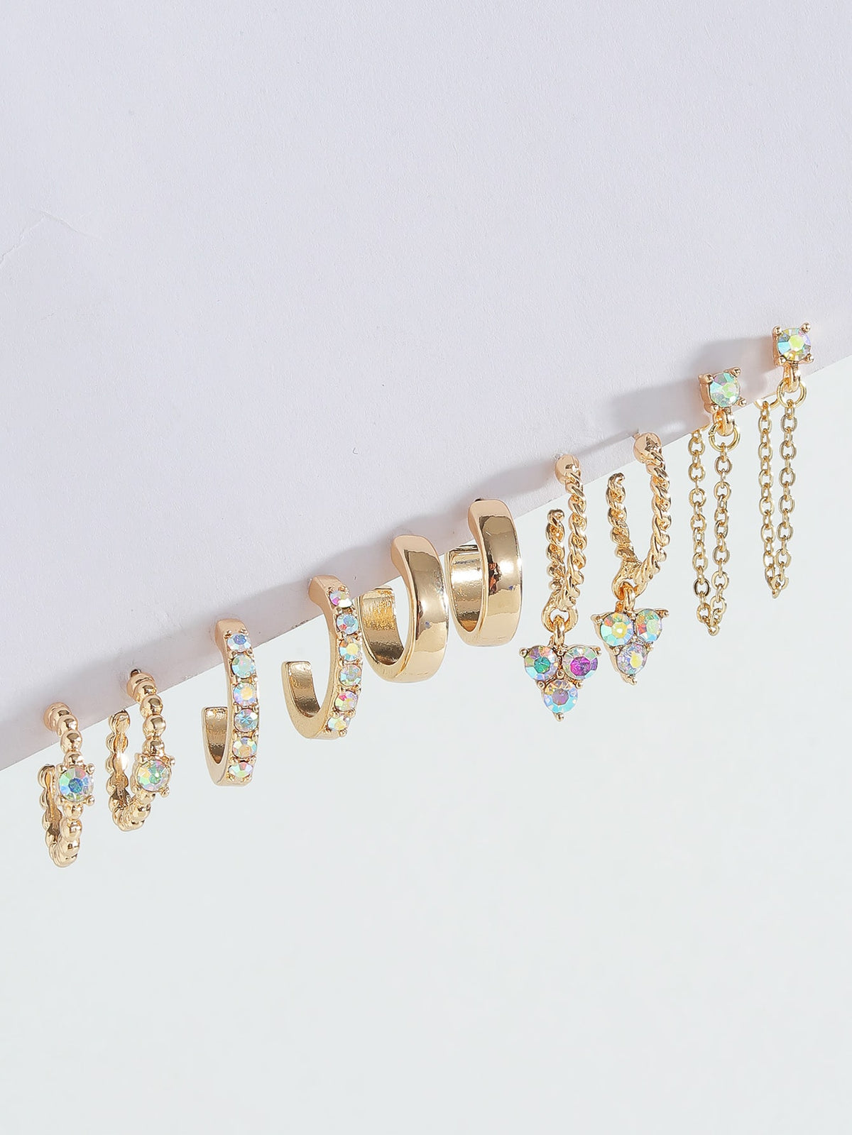 5pairs/set Rhinestone Decor Earrings