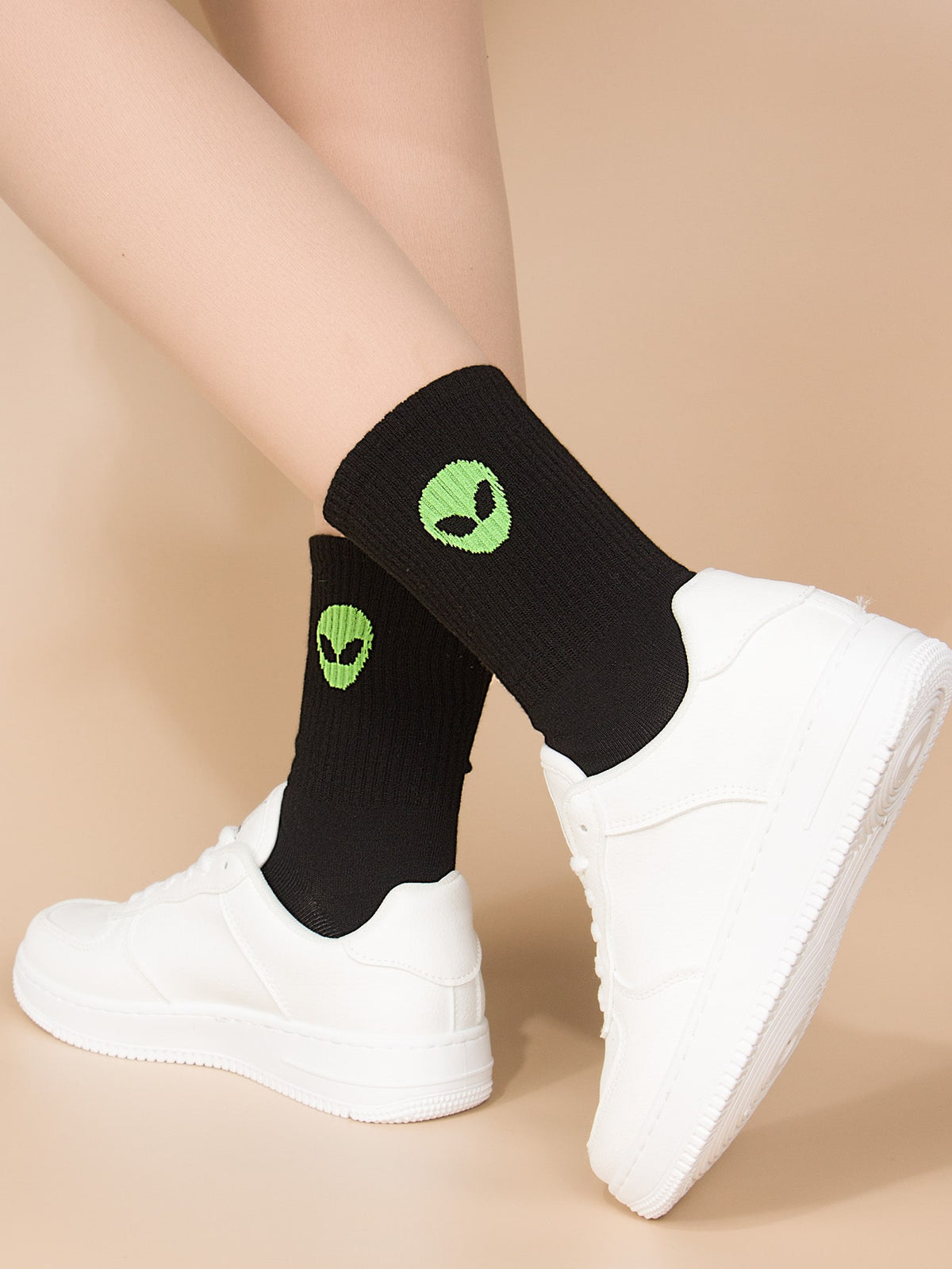 Alien Pattern Crew Socks