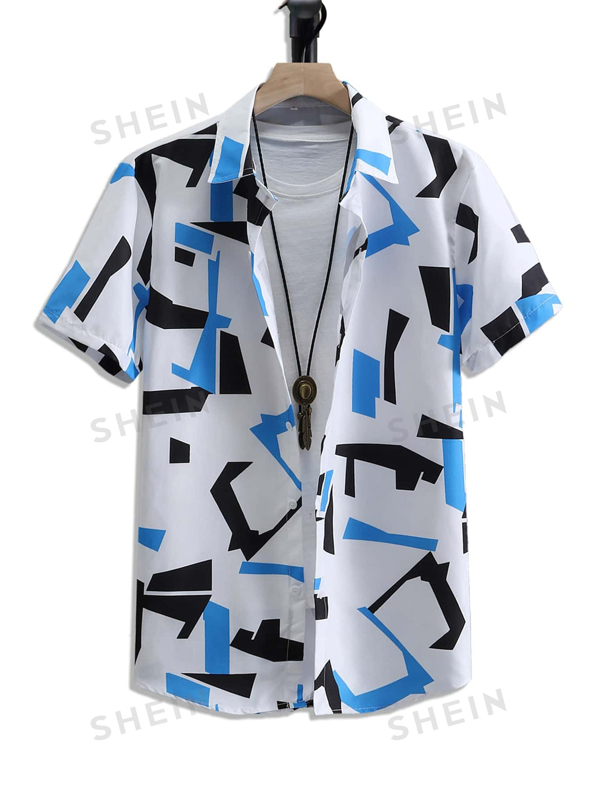 ROMWE Street Life Men Allover Print Shirt Without Tee