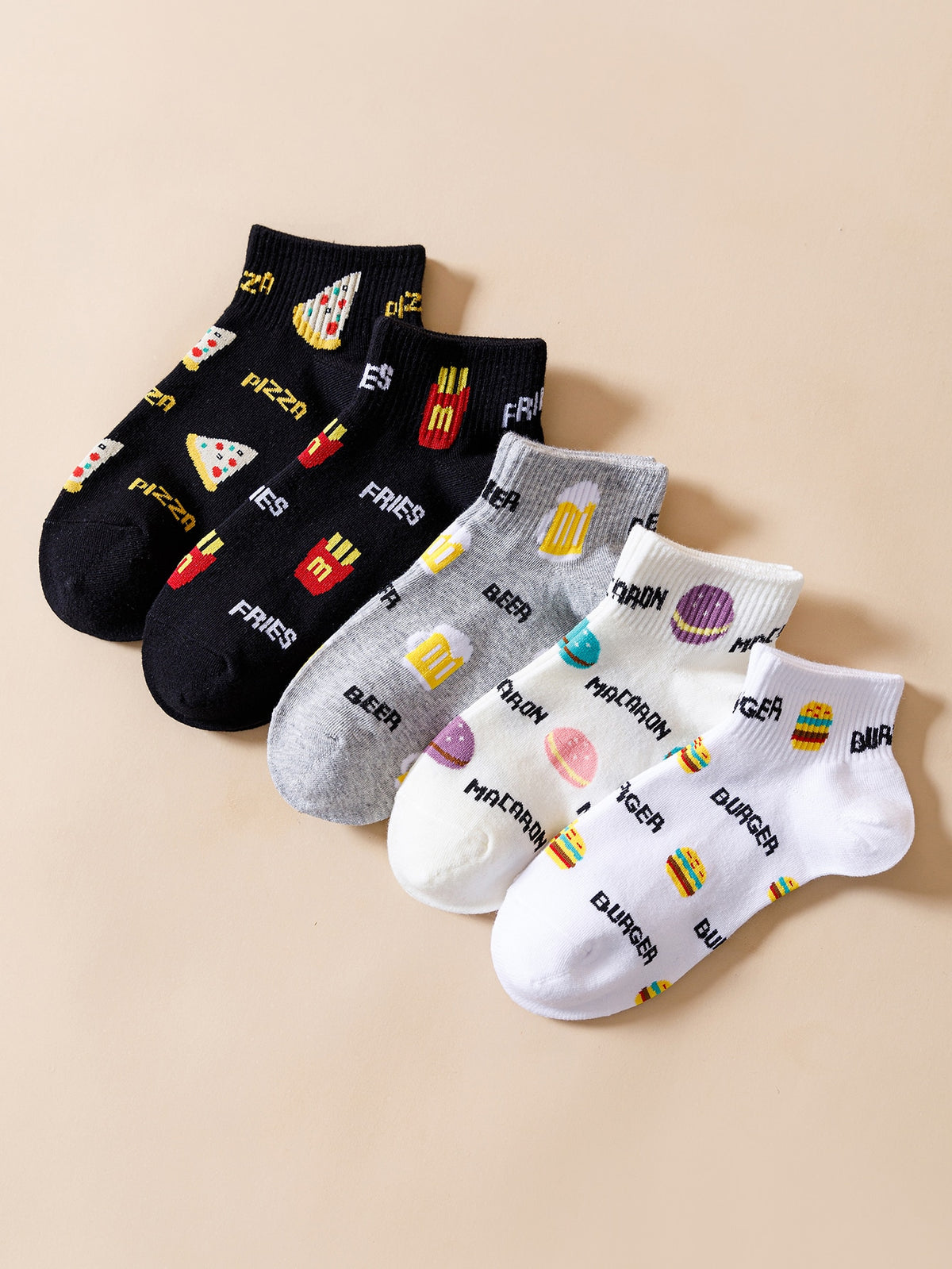 5pairs Fashionable Jacquard Casual Mid-calf Socks