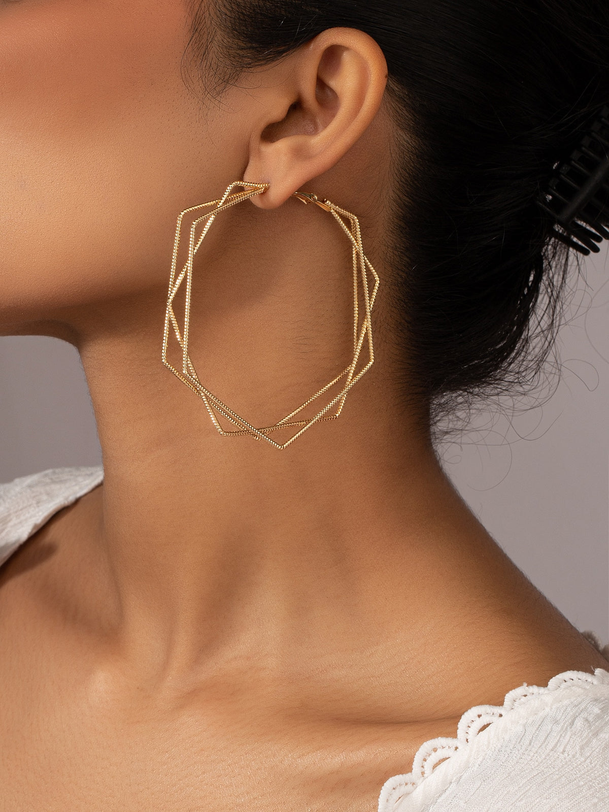 Geometric Design Hoop Earrings