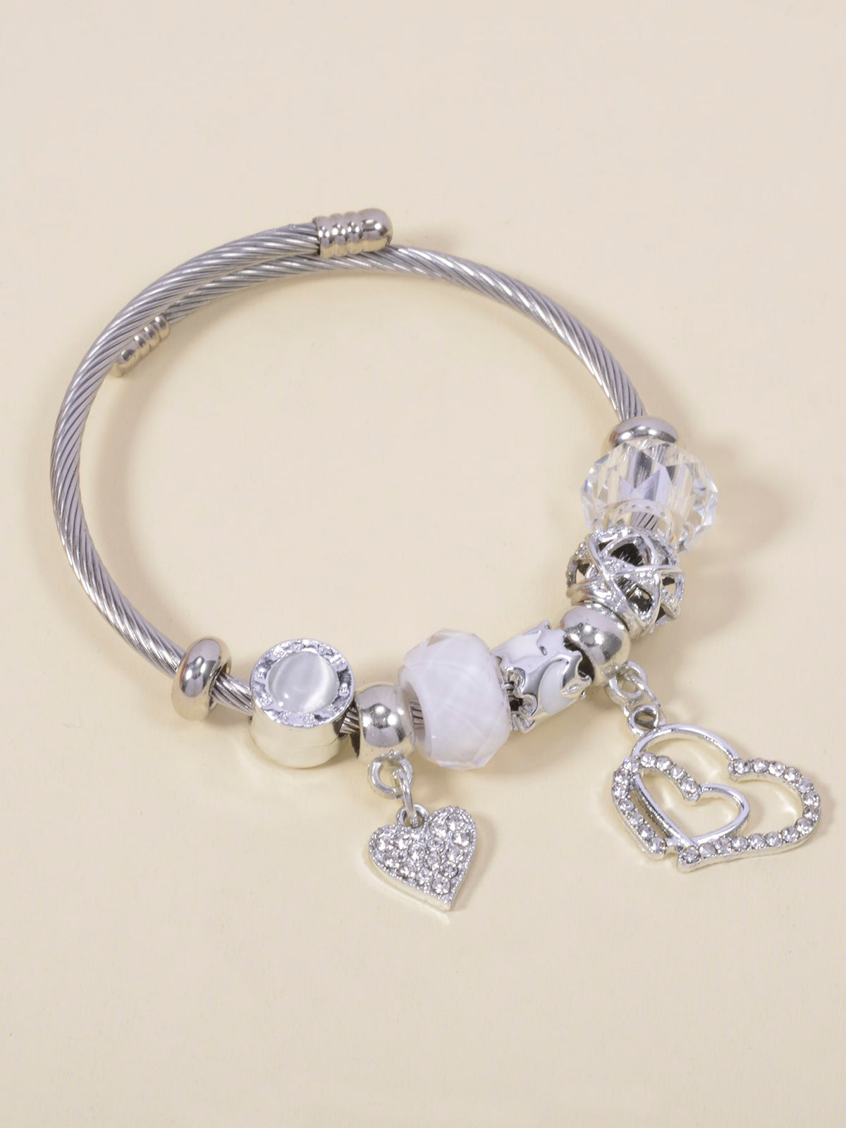 Rhinestone Heart Decor Bangle