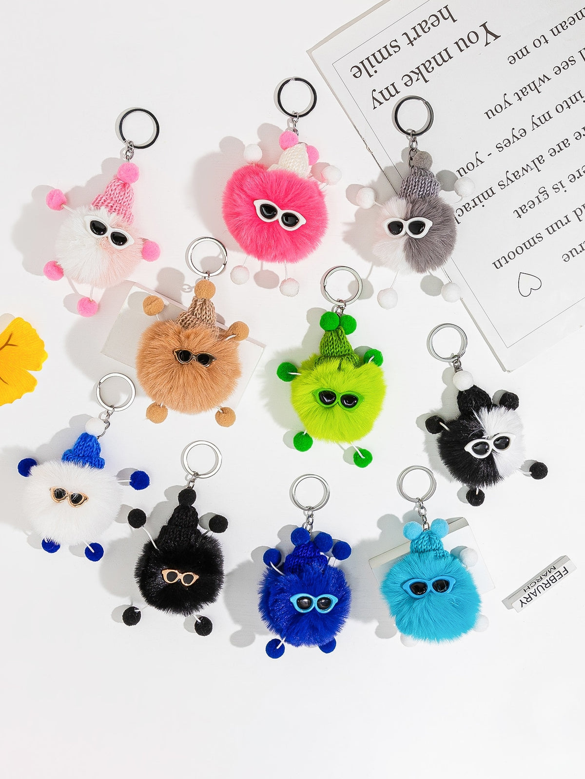 1pc Random Pom Pom Charm Keychain