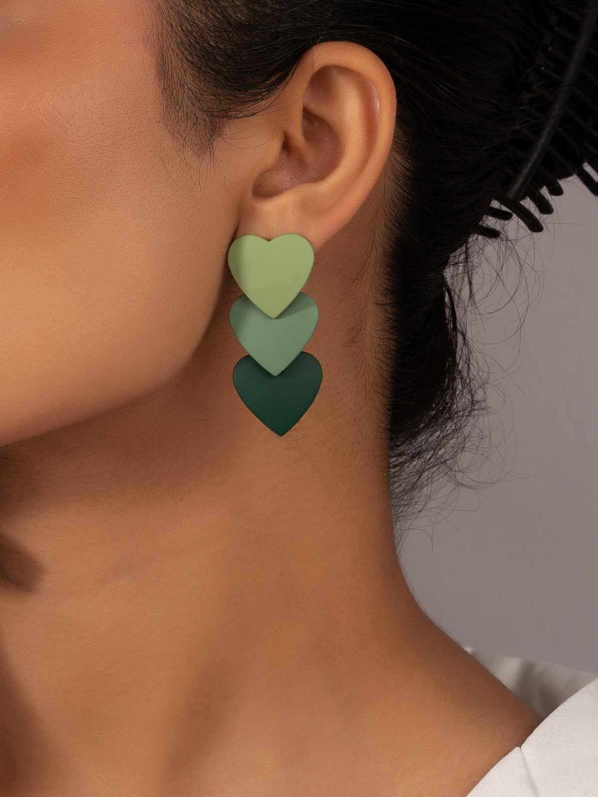 Color Block Heart Drop Earrings