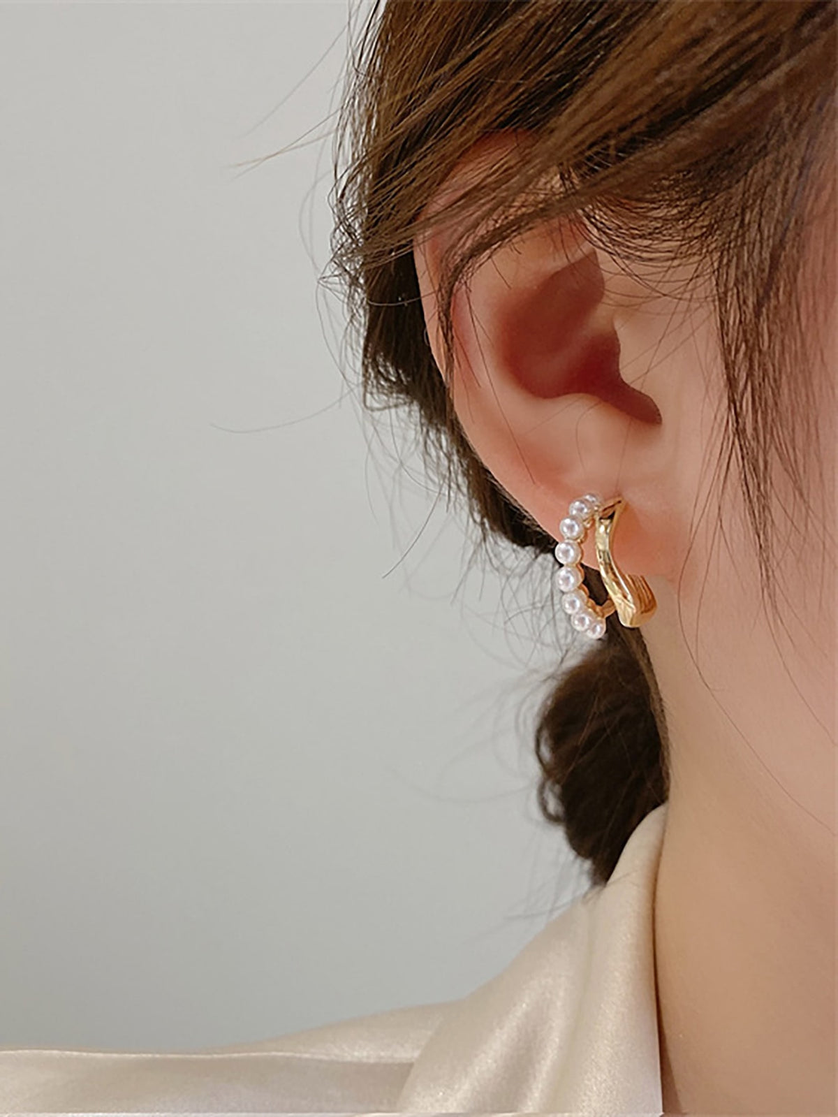 Faux Pearl Hoop Earrings