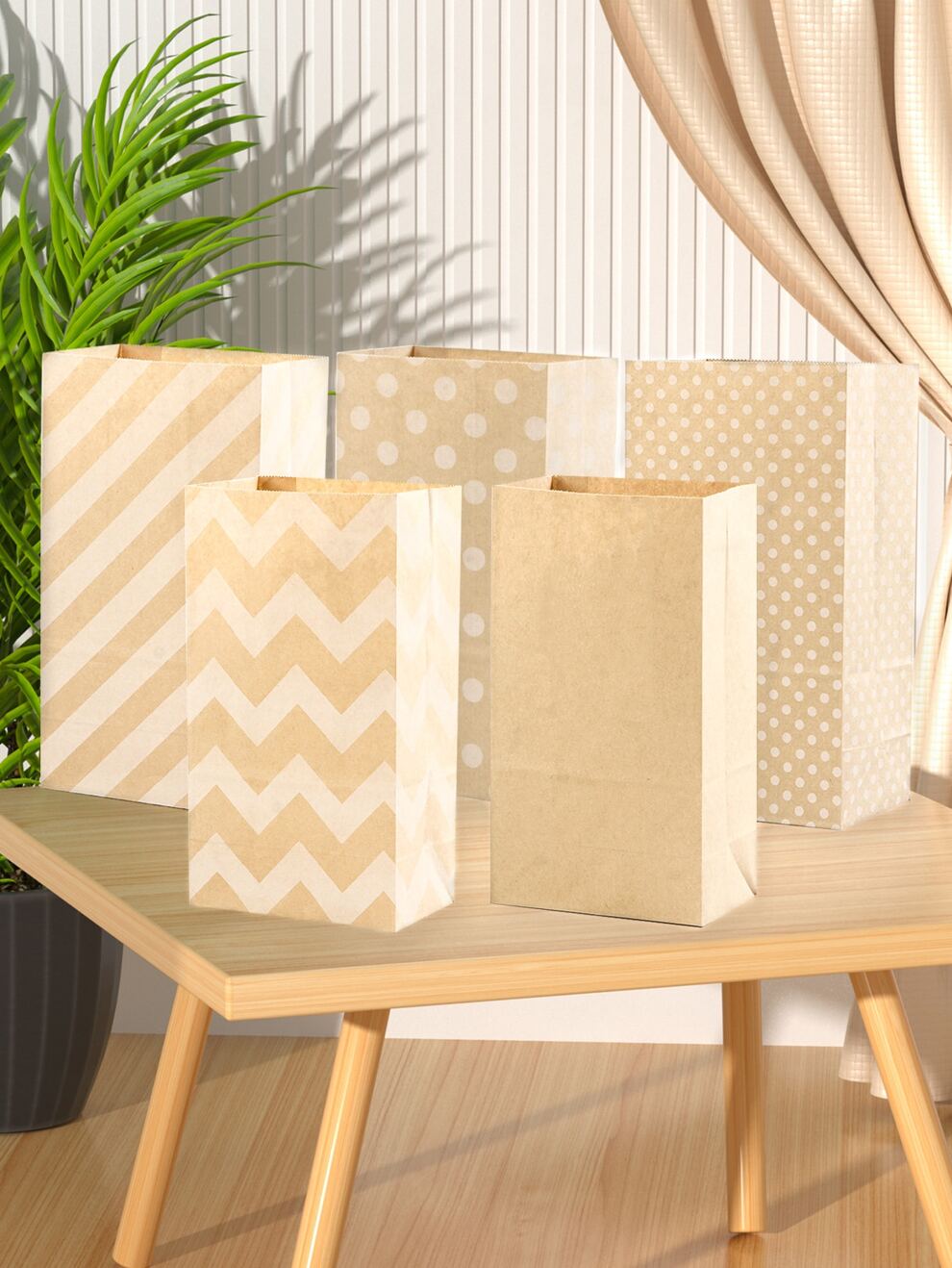 12pcs Random Pattern Gift Bag, Modern Geometric Pattern Paper Gift Bag For Party