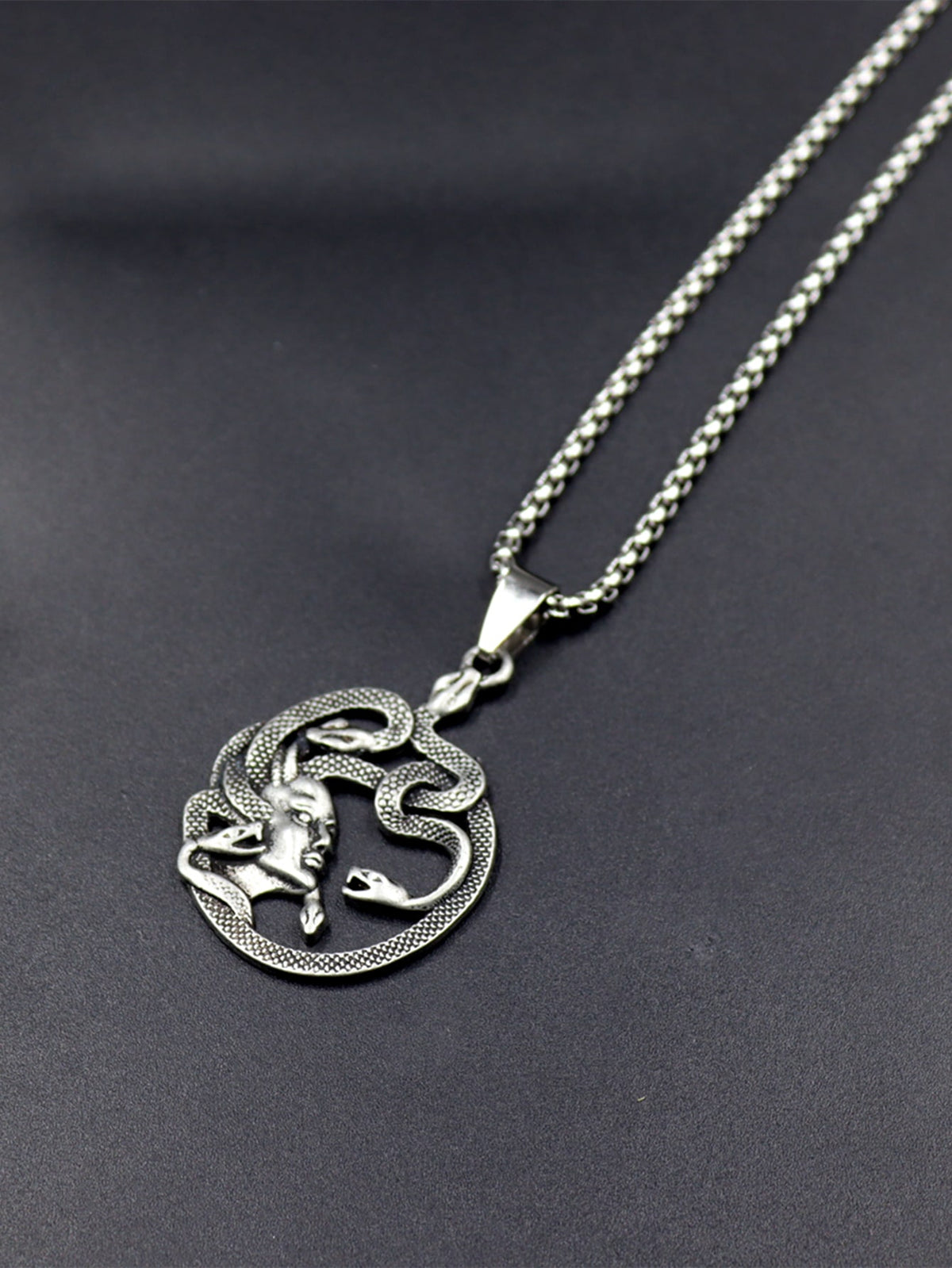 Men Snake & Figure Pendant Necklace