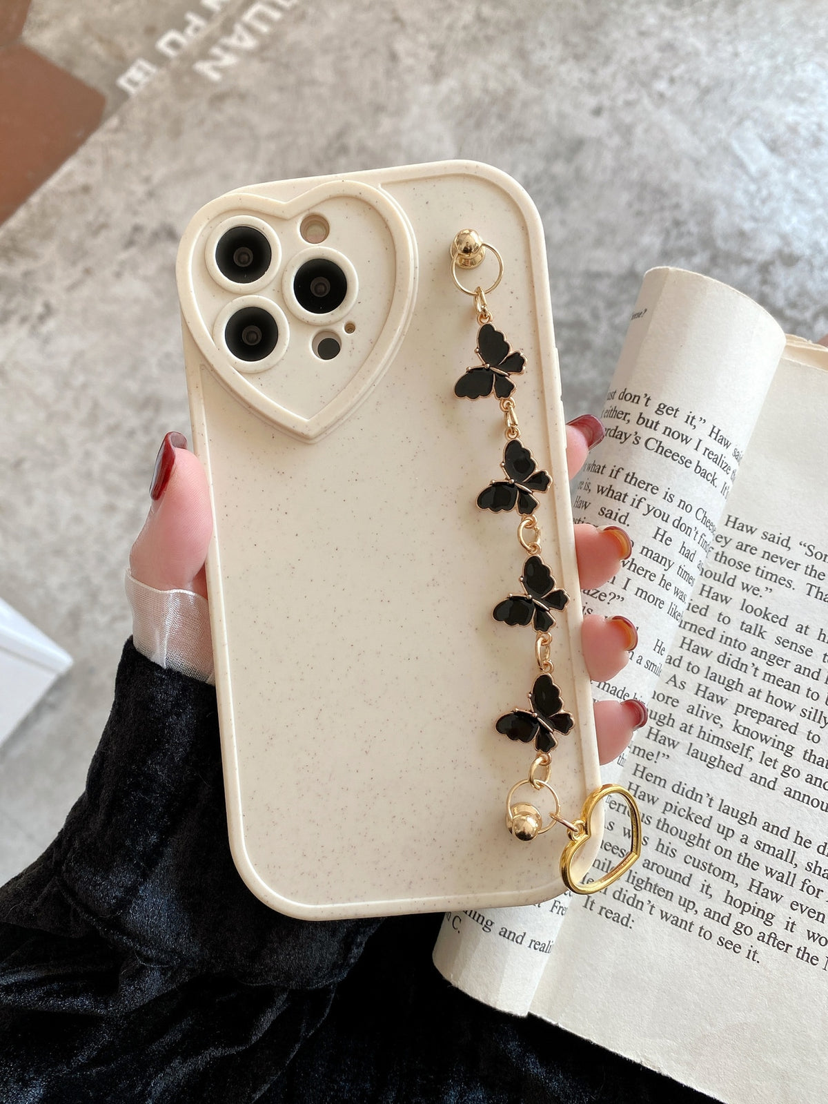 Plain Phone Case With Butterfly Hand Strap