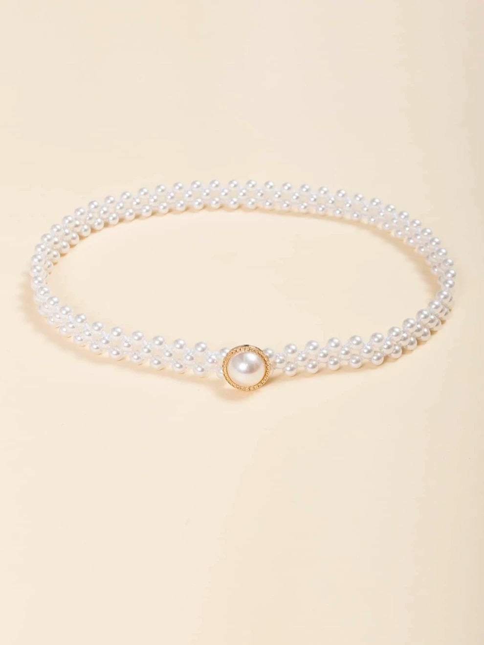 1pc Women White Faux Pearl Decor Belt For Dress Decoration Elegant