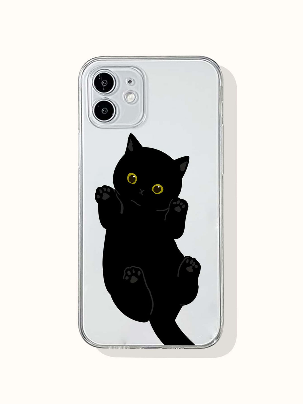 Cartoon Cat Print Clear Phone Case