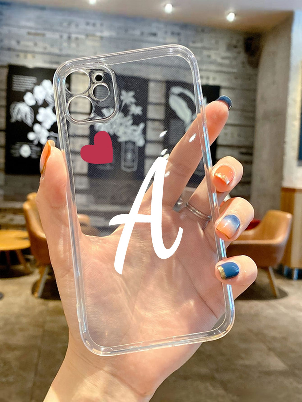 Letter Graphic Clear Phone Case Compatible With iPhone 15/15Pro/15Plus/15Promax