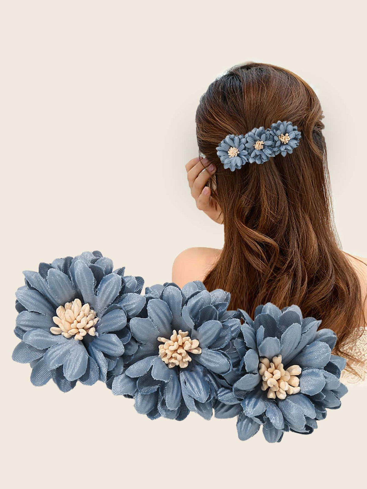 1pc White Bohemian Forest Style Simulation Flower Decor Hair Tie, Suitable For Travel, Vacation And Festivals Boho