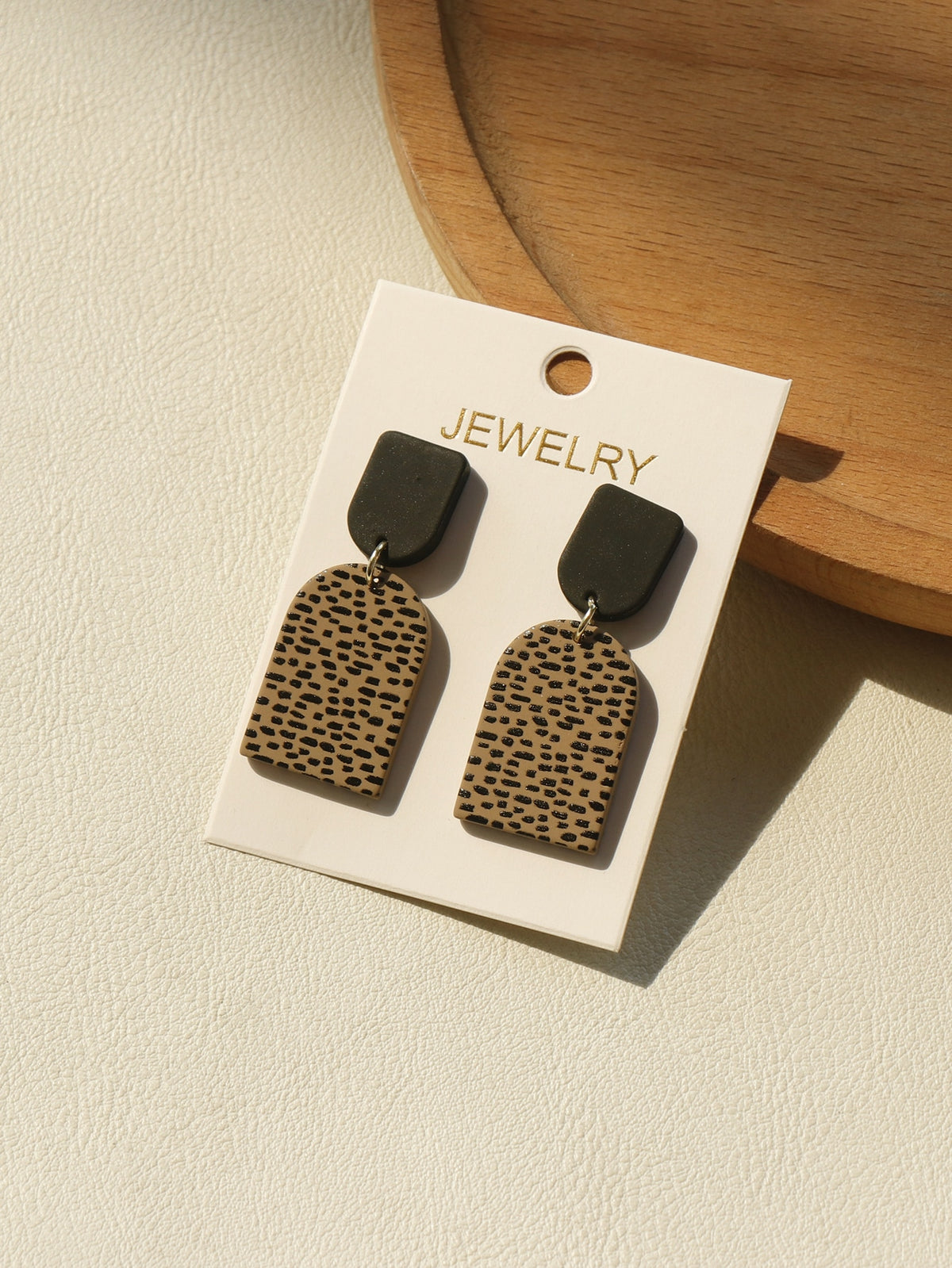 Leopard Print Geometric Drop Earrings