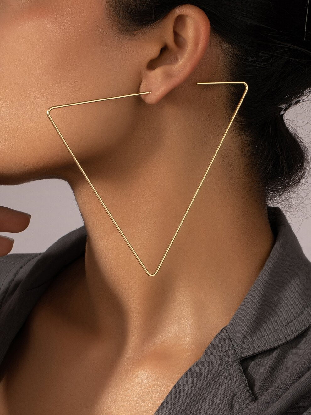 Triangle Design Hoop Earrings