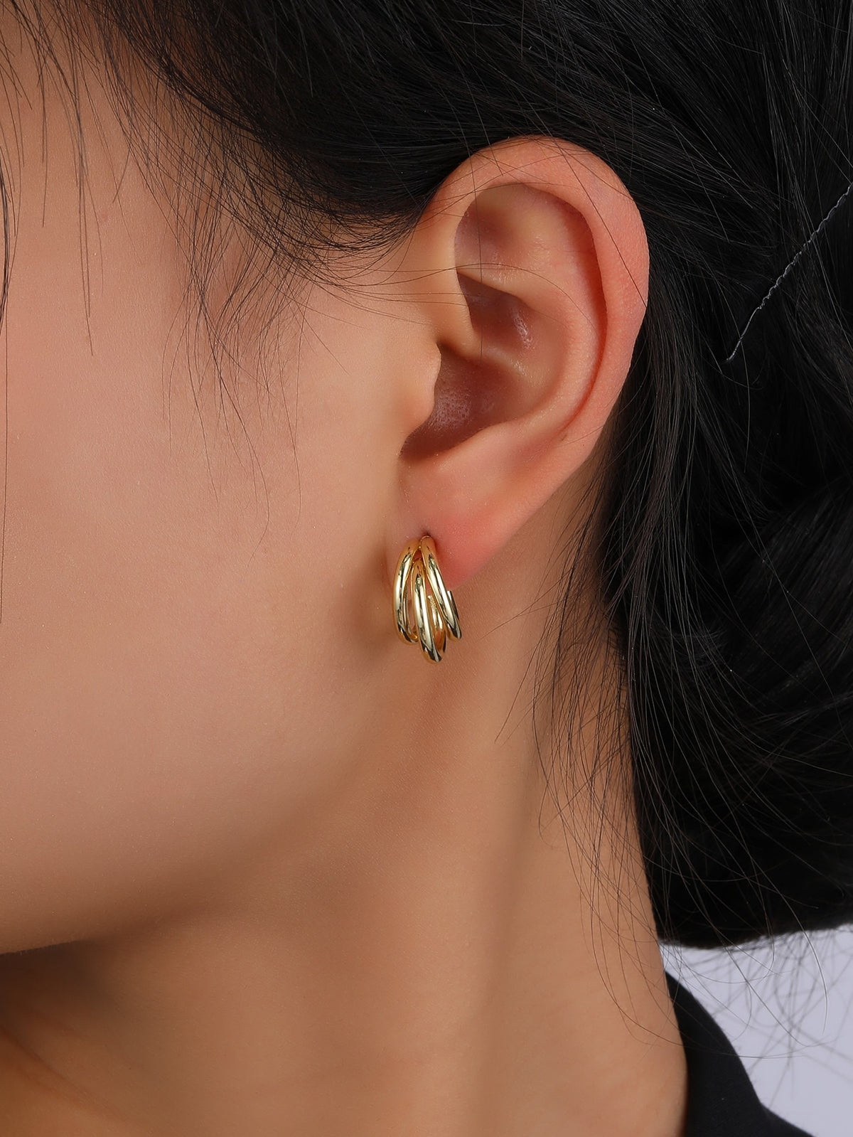 Solid Layered Open Hoop Earrings