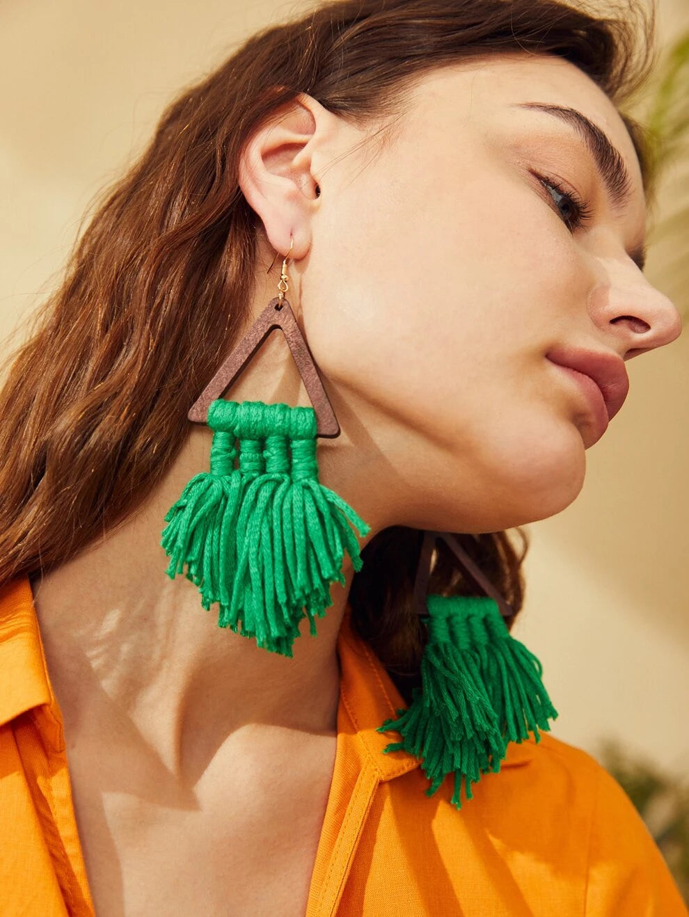 SHEIN VCAY Geometric & Tassel Drop Earrings