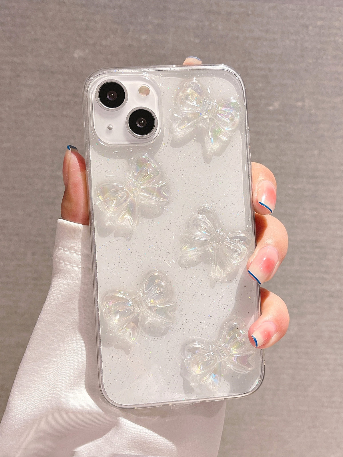 Bow Bow-Knot Wrist Strap + 3d Glitter Butterfly Design Phone Case Compatible With Iphone 15/15pro/15pro Max/15plus/11/12/13/14pro Max/Xs/Xr/11pro/11pro Max/12pro/12pro Max/13pro/13pro Max/14pro/14pro