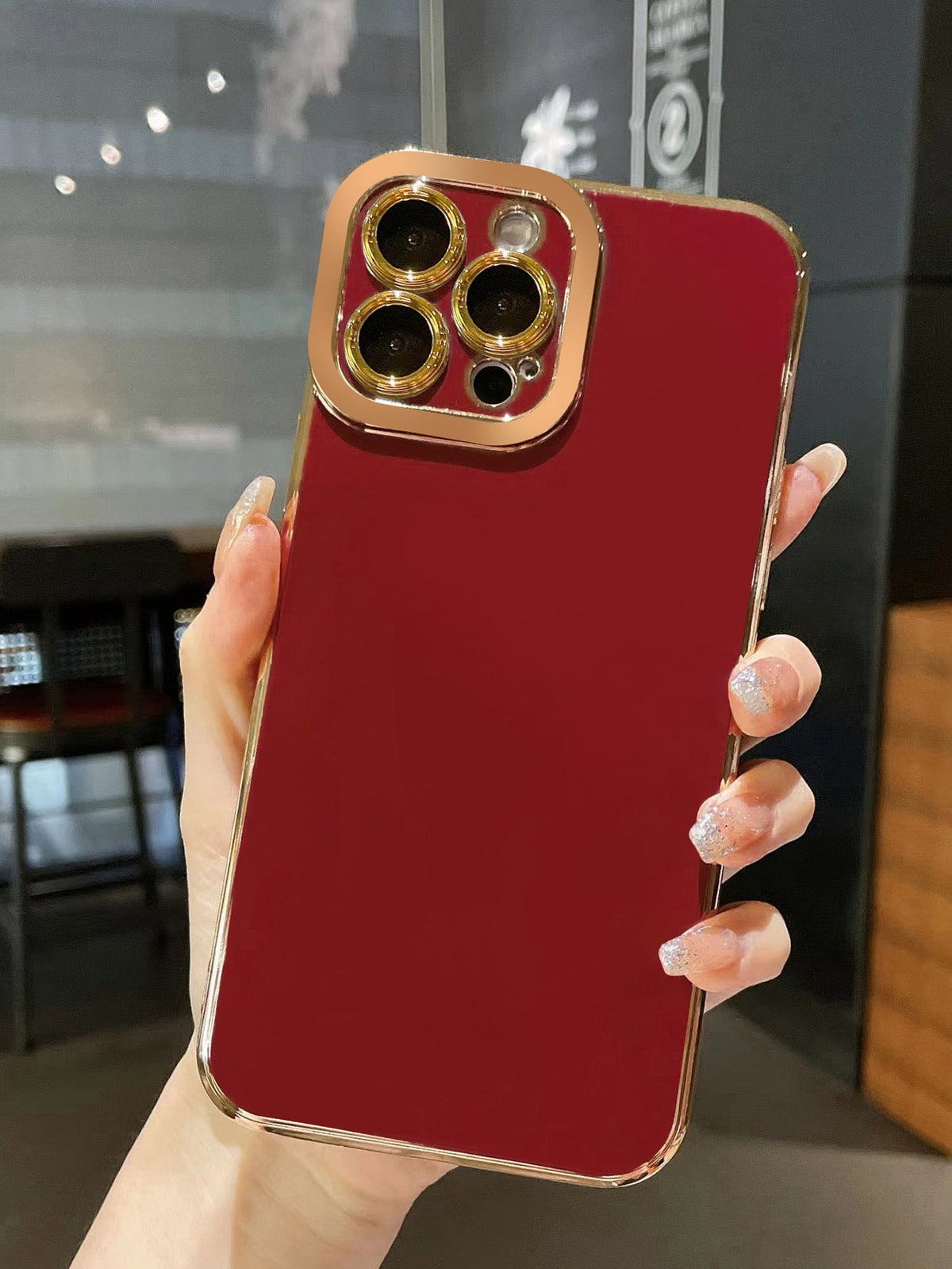 1pc Luxury & Shiny Gold-plated Anti-drop Tpu Phone Case With Camera Protection Function Compatible With Iphone