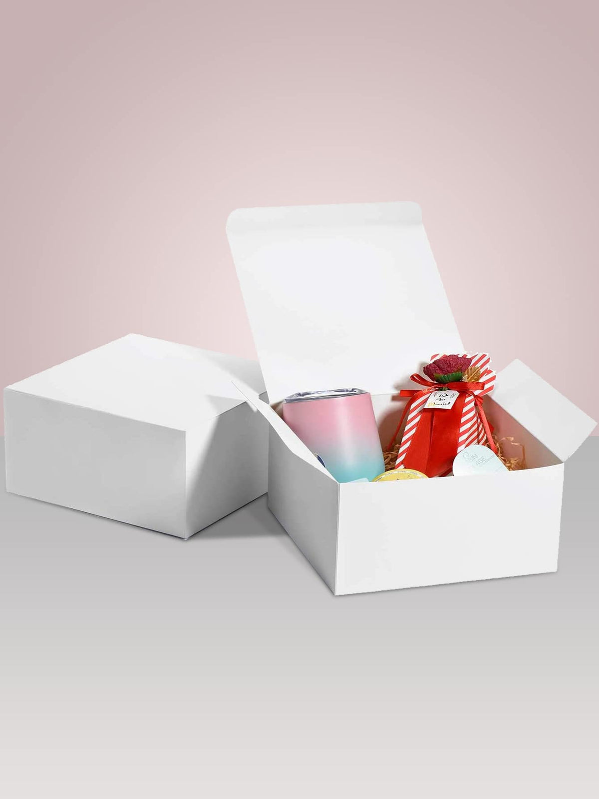 2pcs Plain Gift Box, 15x15cm White Paper Gift Packaging Box For Party