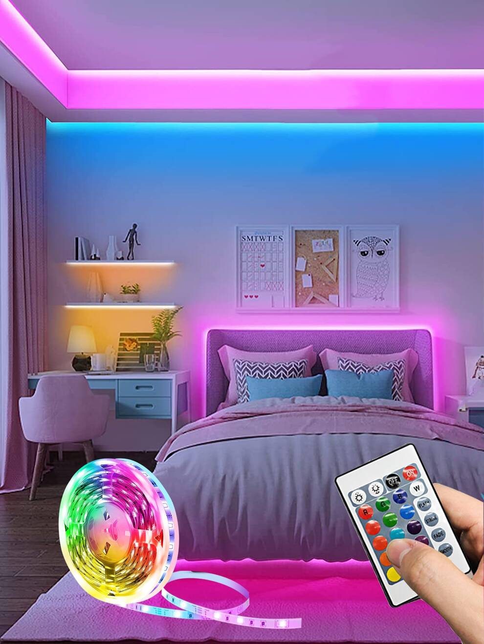 1PC 1M-30MABS LED Strip Light Colorful Color Change Room Decor Home Decro Led Lights For Room