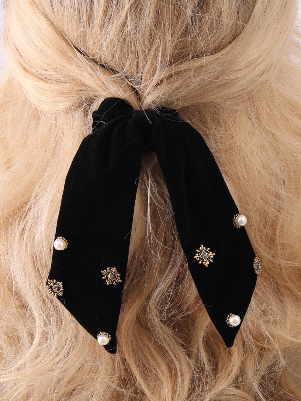 1pc Solid Color Hairband Bowknot Women, Hair Tie With Bow For Ponytail Holder Elegant