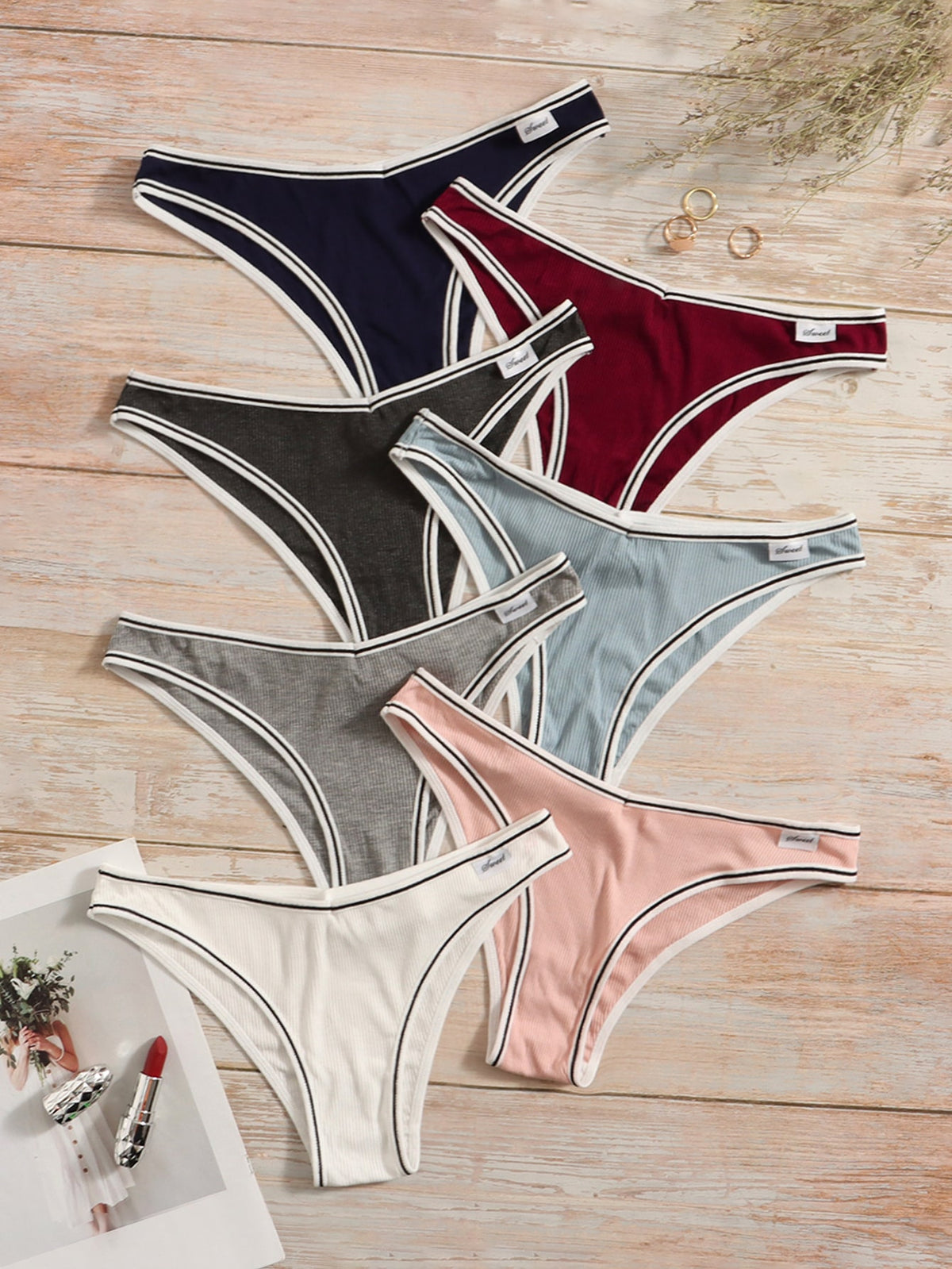 7pack Contrast Trim Panty