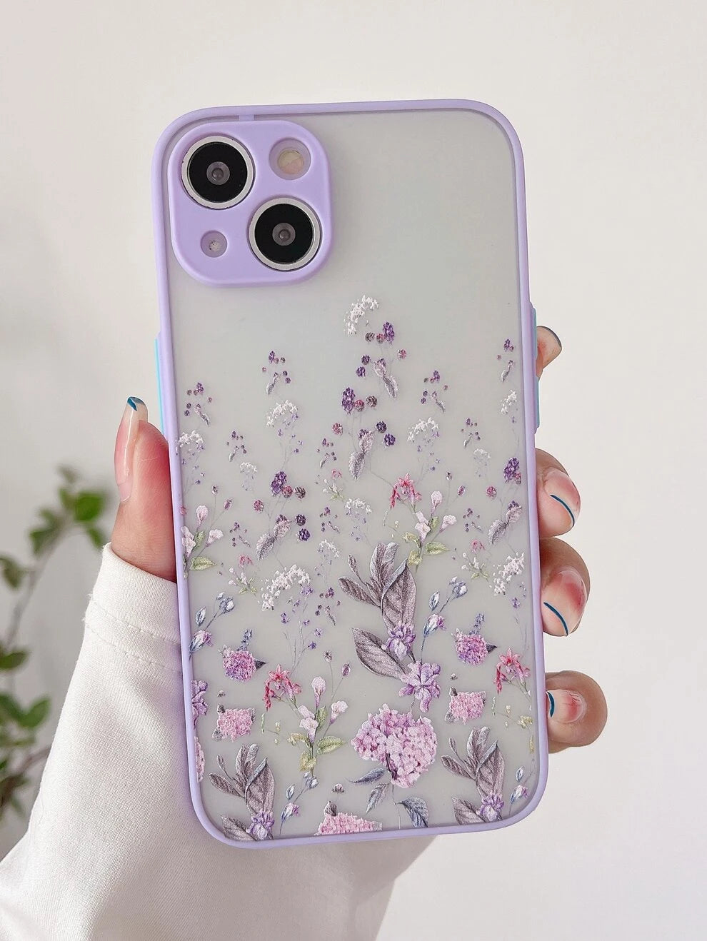 Flower 1pc Purple Small Floral Pattern Full Coverage Anti-Fall Texture Phone Case Compatible With Iphone 11 Pro Max / 12 / 13 / 14 / 15