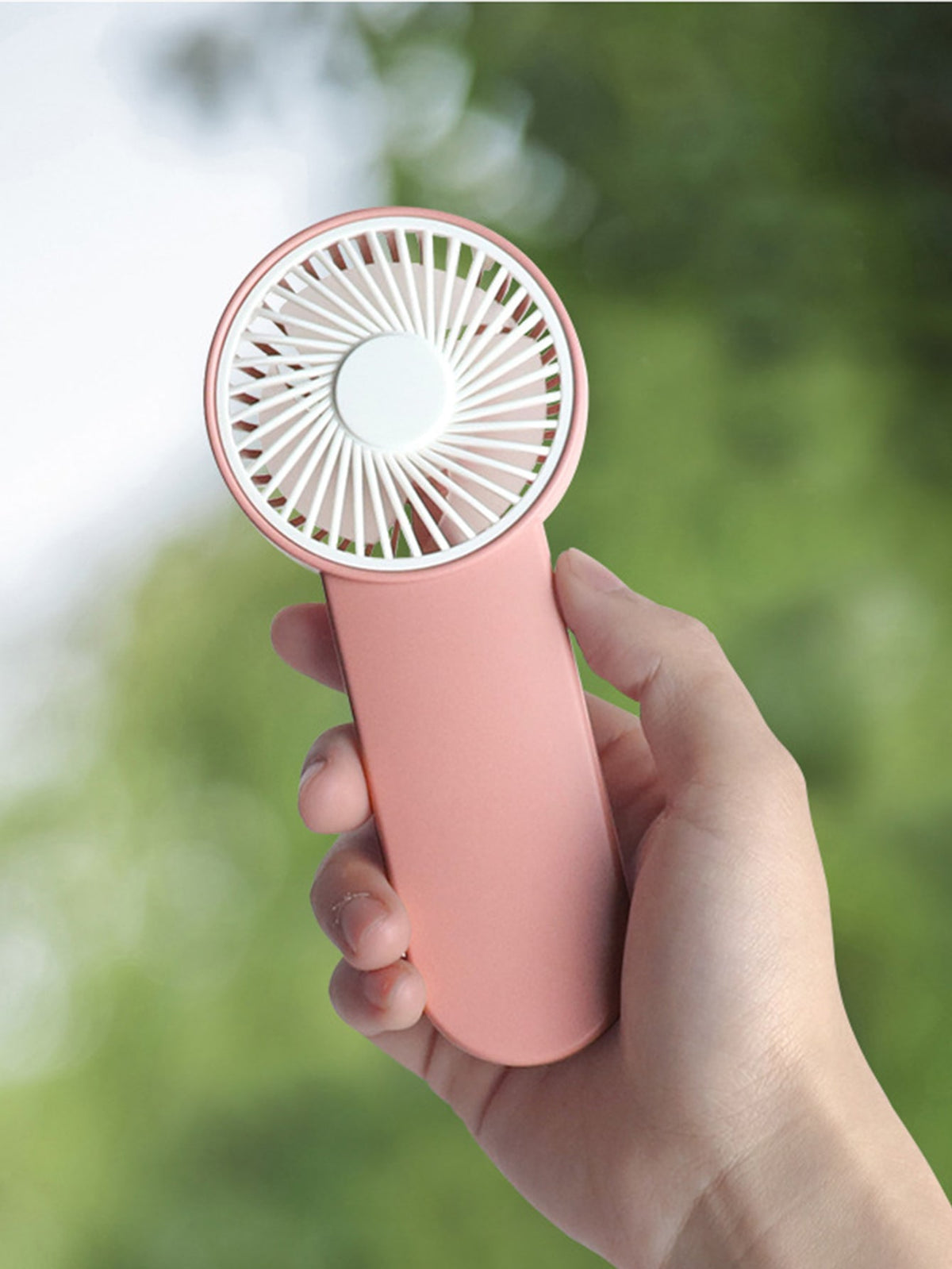 1pc Aa Battery-Powered Portable Handheld Mini Fan With One Gear Adjustment, Simple Style, Outdoor Use, With Lanyard