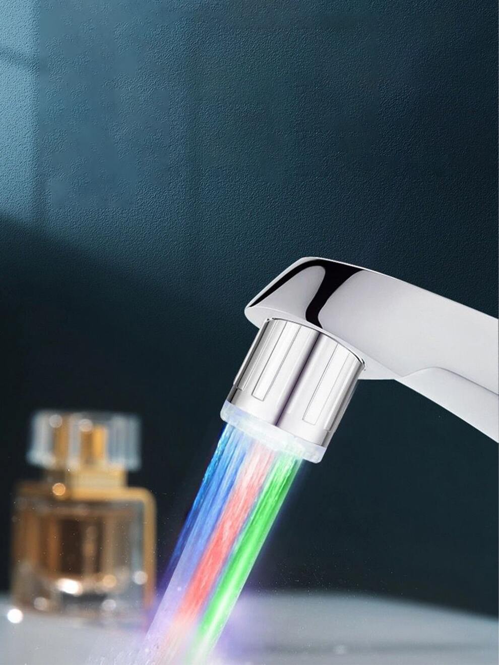 1pc Led Faucet Atmosphere Spotlight, Color Changing Not Temperature Water Steam Glow For Bathroom Tap