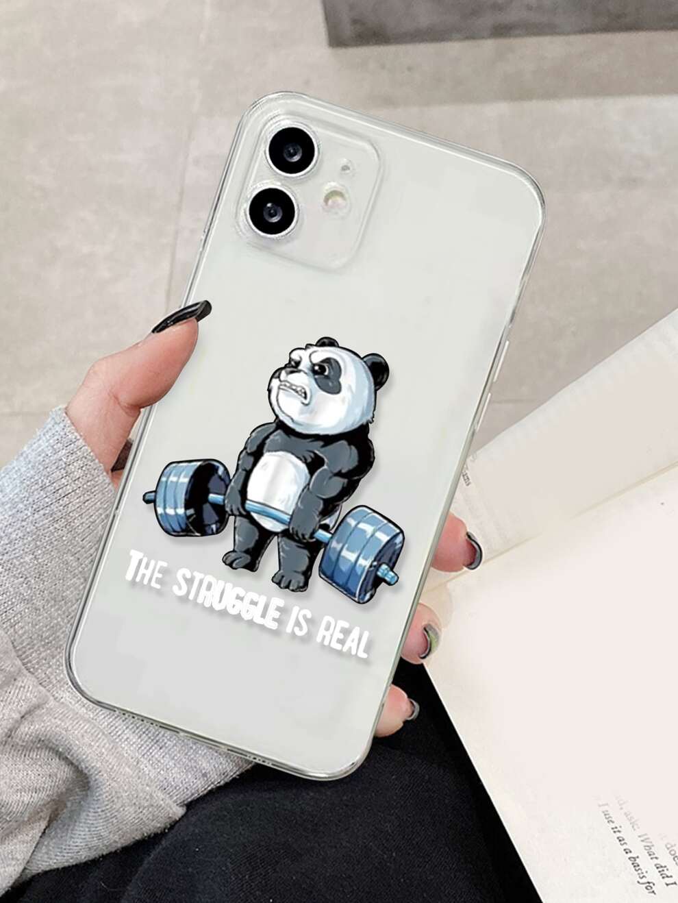 Weightlifting Bear Clear Phone Case Compatible With iPhone15/15Plus/15Pro/15Promax