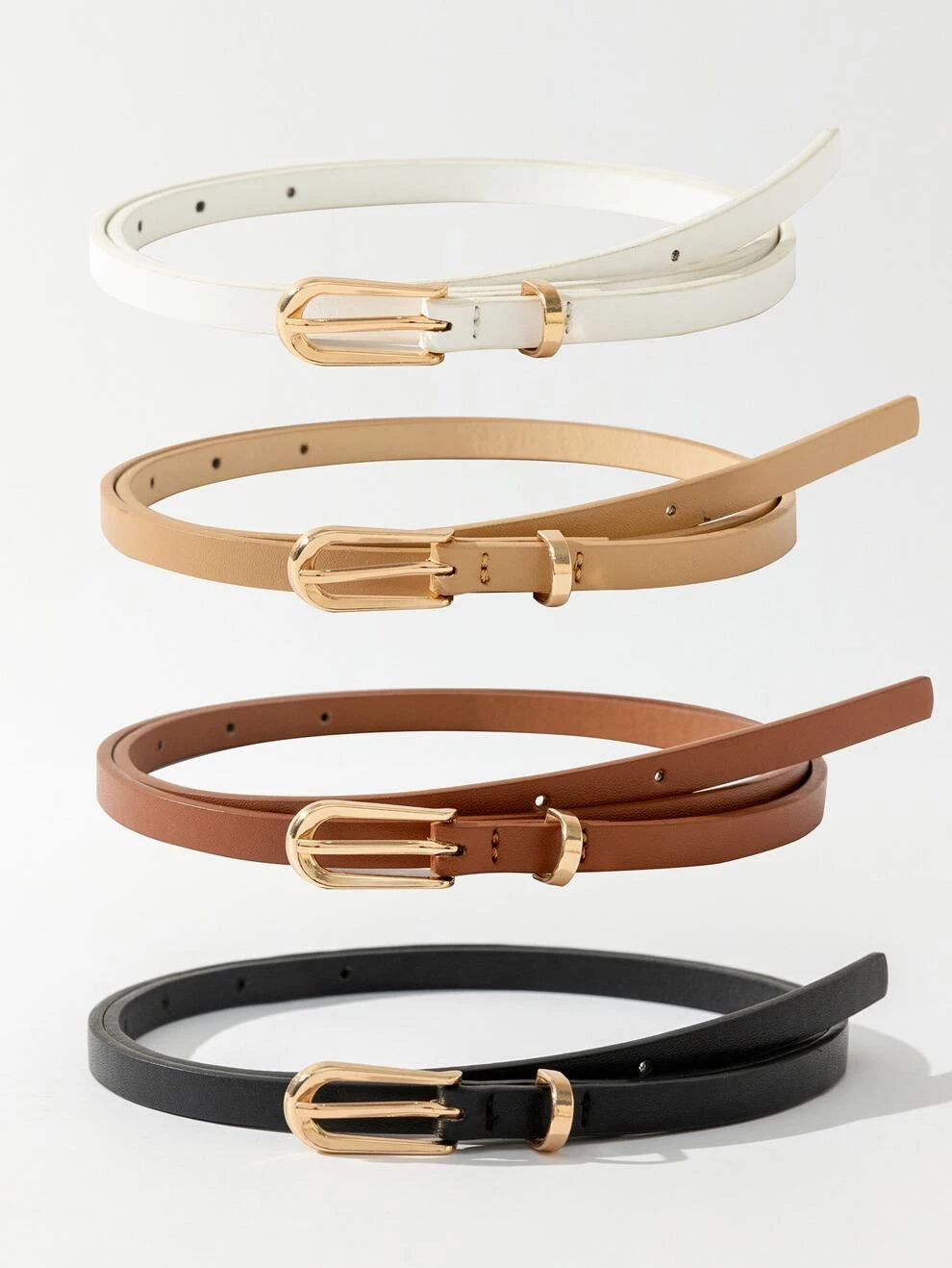 4pcs Thin Metal Minimalism Buckle Belt(Without Hole Punch)