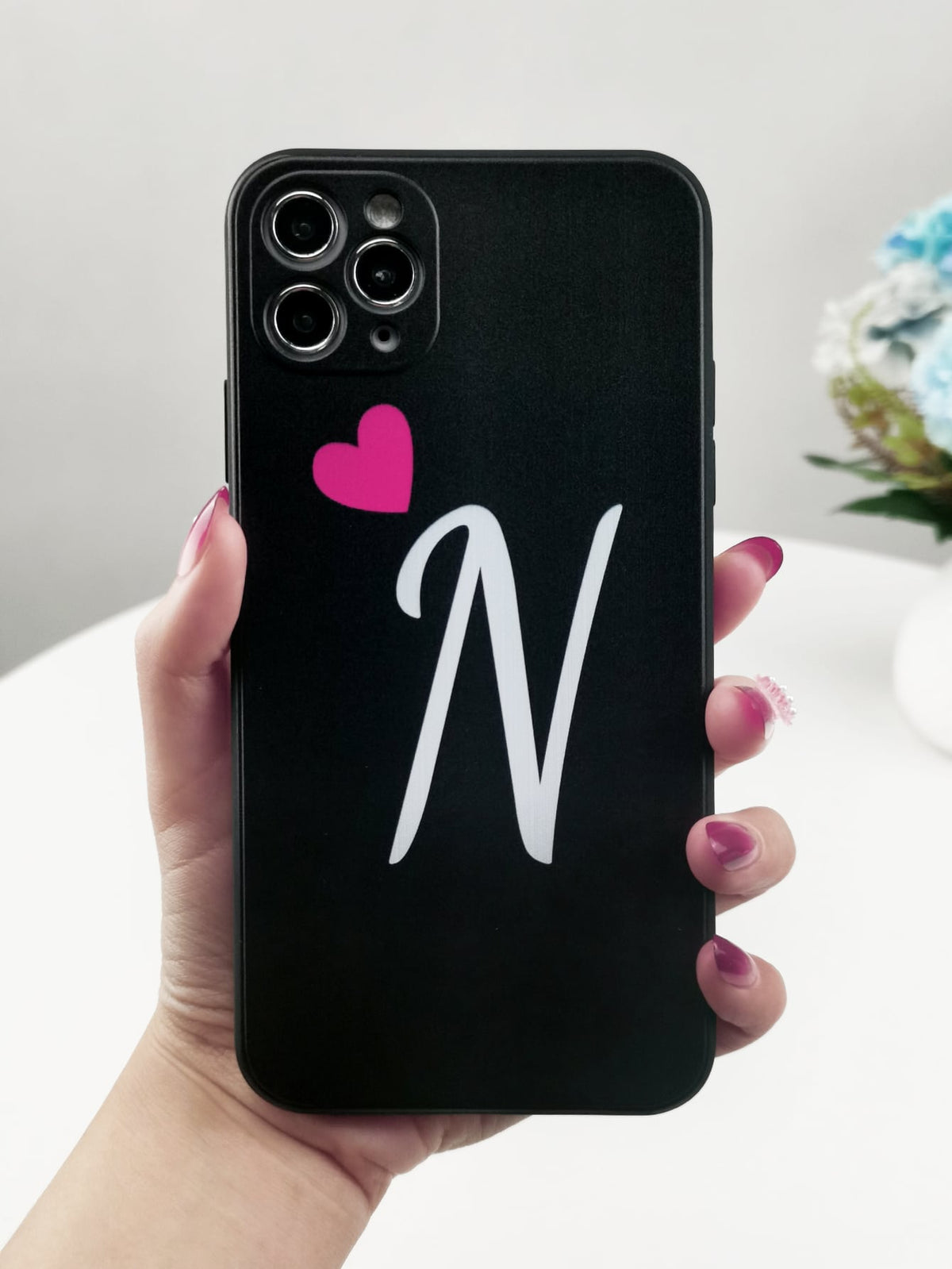 Heart & Letter Graphic Phone Case