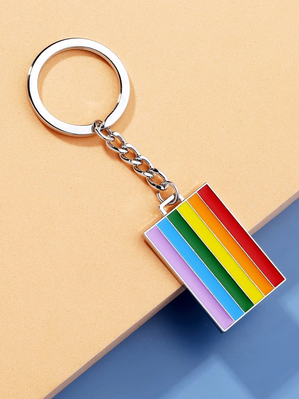 Street LGBT Rainbow Striped Geometric Charm Keychain