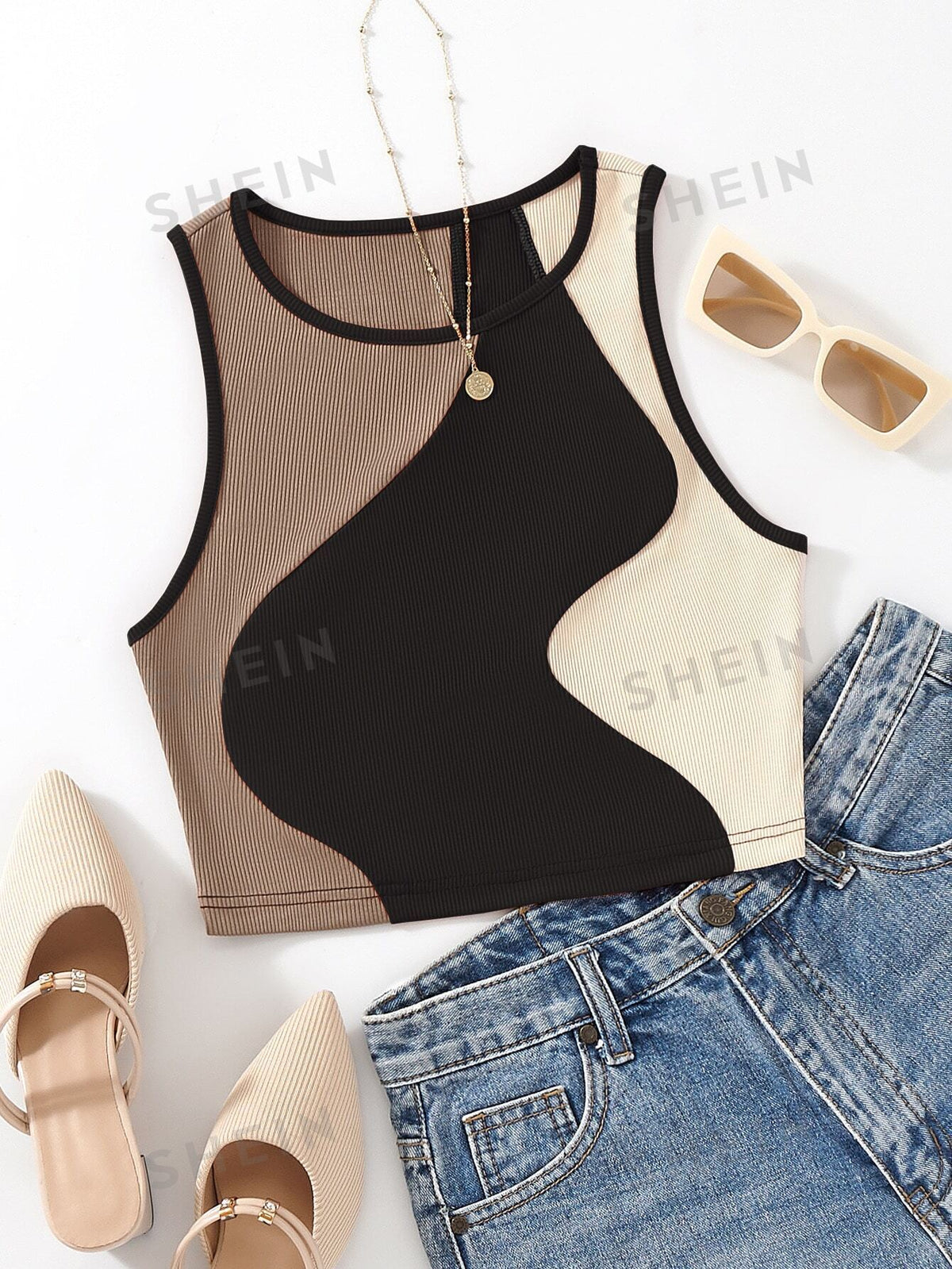 SHEIN EZwear Color Block Tank Top