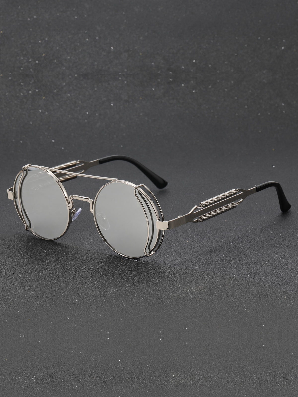 Men Round Frame Metal Double Spring Leg Fashion Glasses For Decoration Vintage