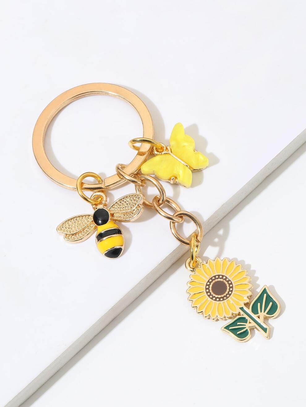 Cute 1pc New Style Sunflower & Bee & Butterfly Keychain