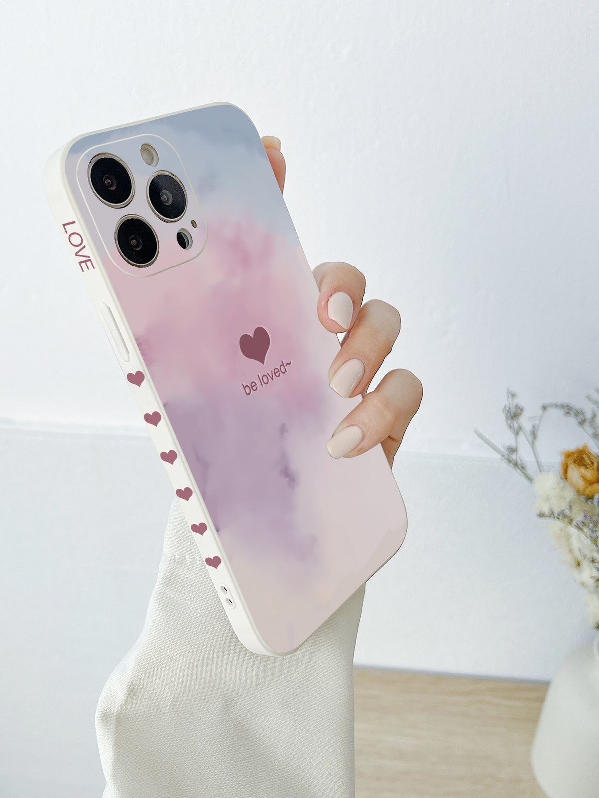 Pink Heart & Letter Graphic Phone Case For Galaxy A12,Huawei P20 Lite,IPhone 11