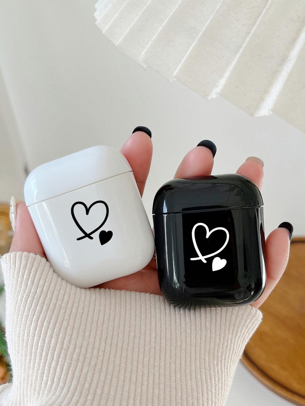 2pcs Heart Pattern Case Compatible With AirPods, Airpods Not Included