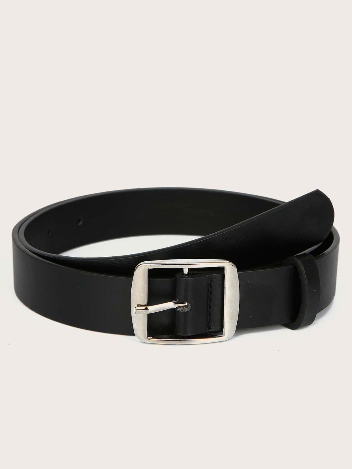 2pcs/Set Electroplated Black Square Buckle Fashion Accessory Versatile Daily Use Pu Belt