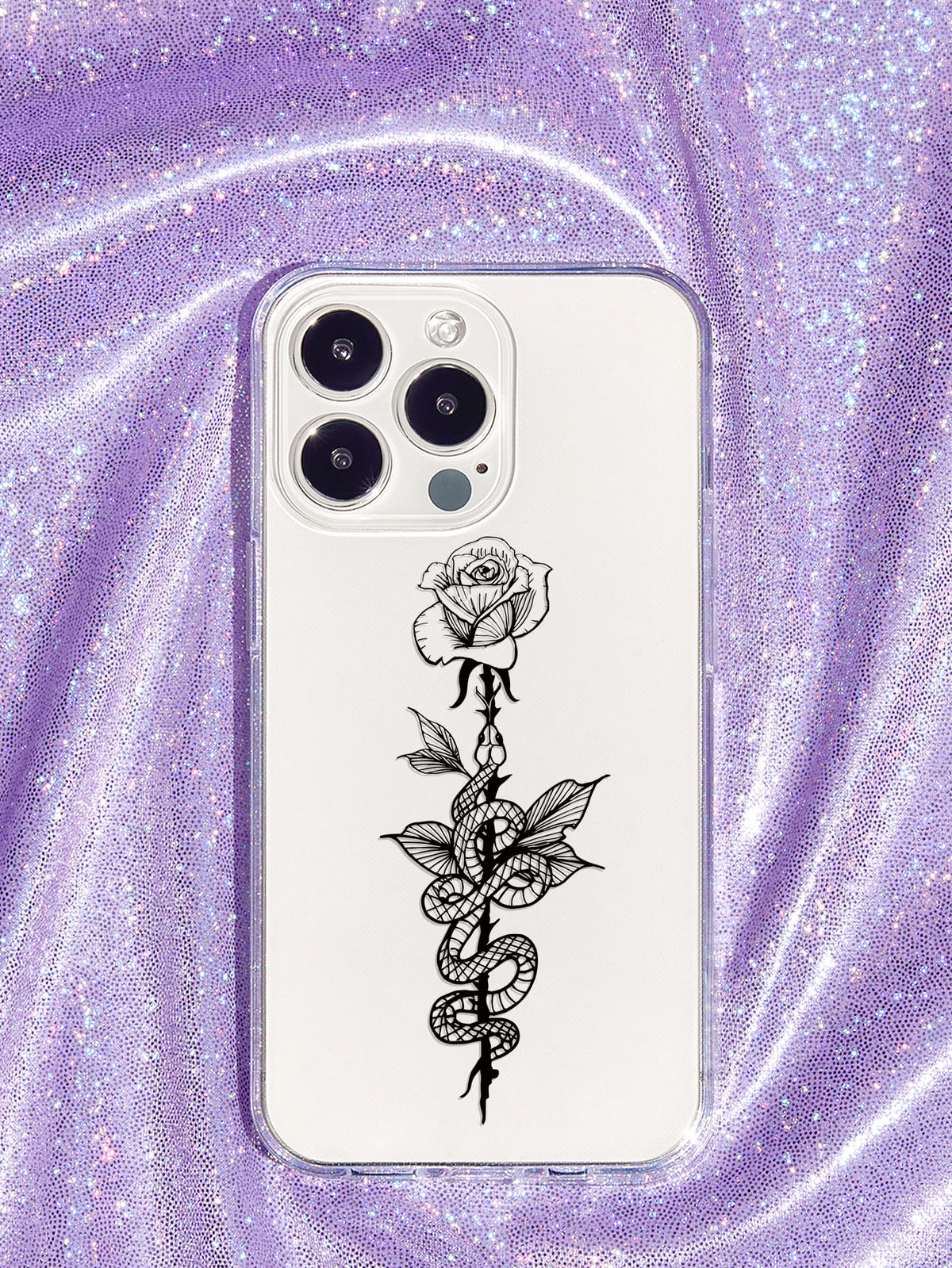 Snake & Flower Clear Phone Case