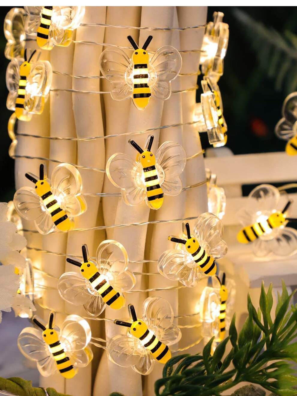 1/2/3/5m 10/20/30/50-led Copper Wire Light String With Bee Shaped Decoration, Animal Themed Cute Mini String Lights