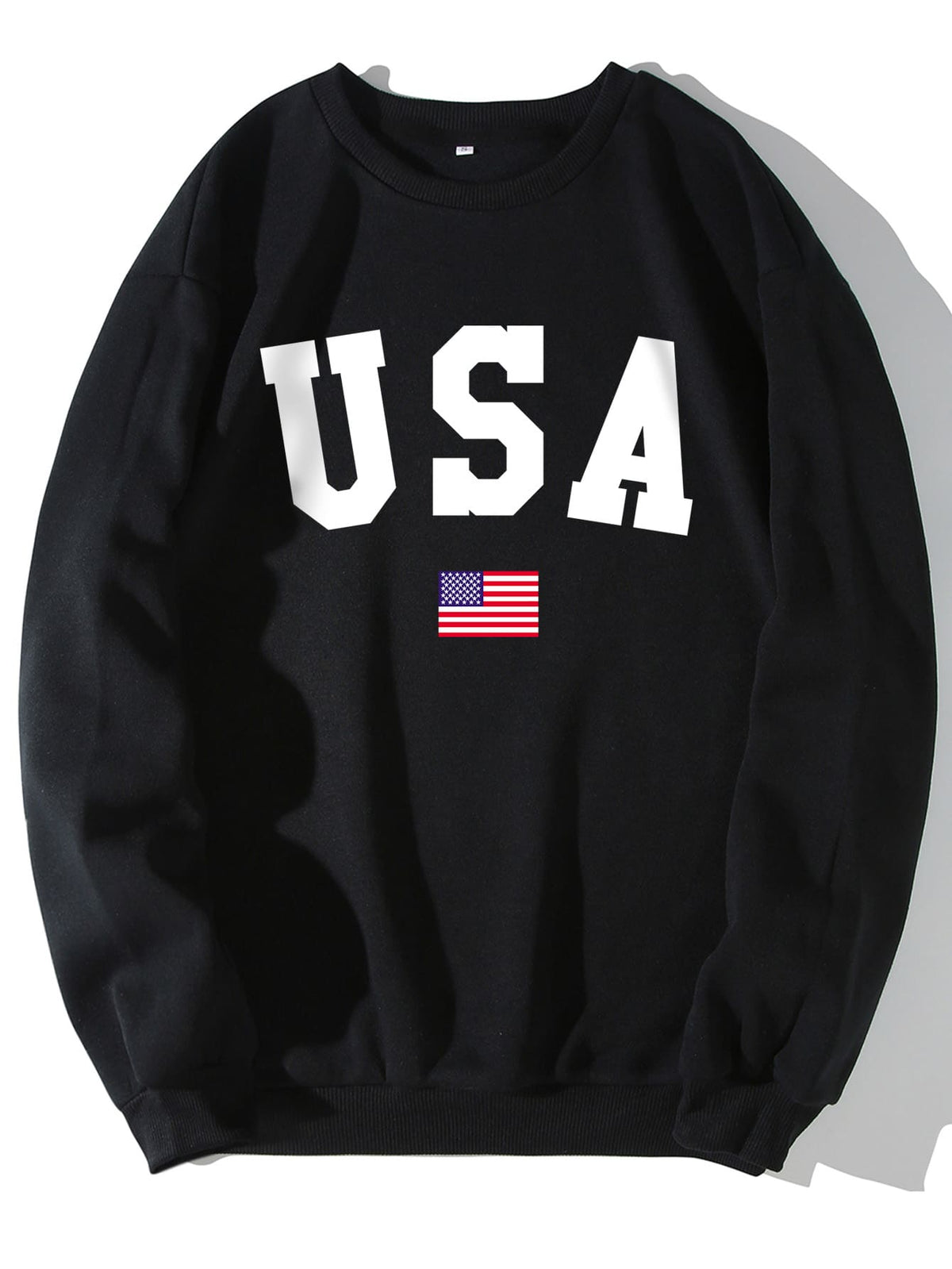 Men Letter & American Flag Print Thermal Lined Sweatshirt