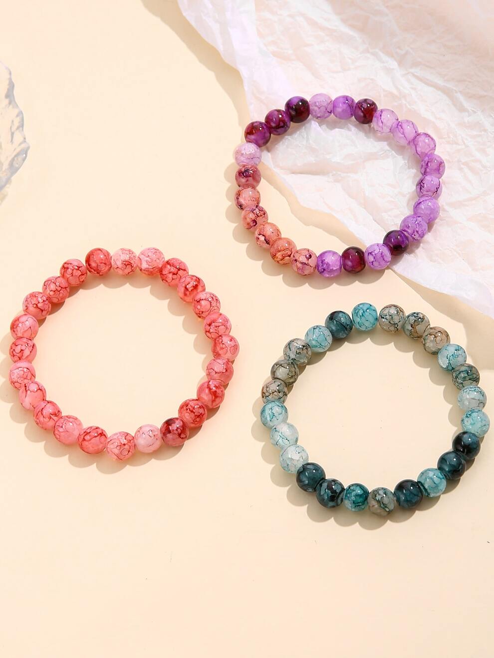 3pcs Graphic Beaded Bracelet