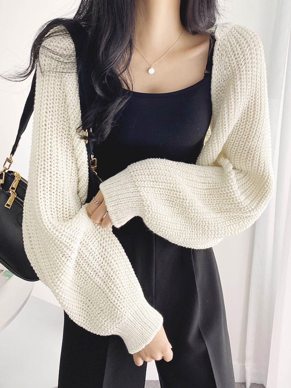 DAZY Batwing Sleeve Ribbed Knit Duster Cardigan