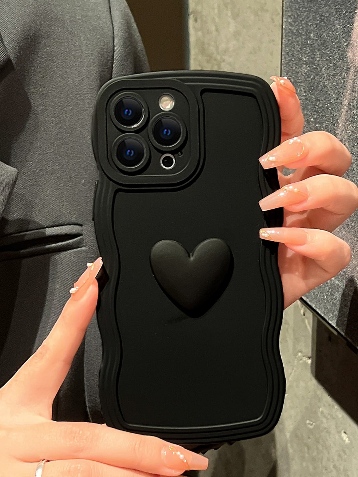 3D Heart Decor Phone Case Compatible With iPhone15/15Plus/15Pro/15Promax