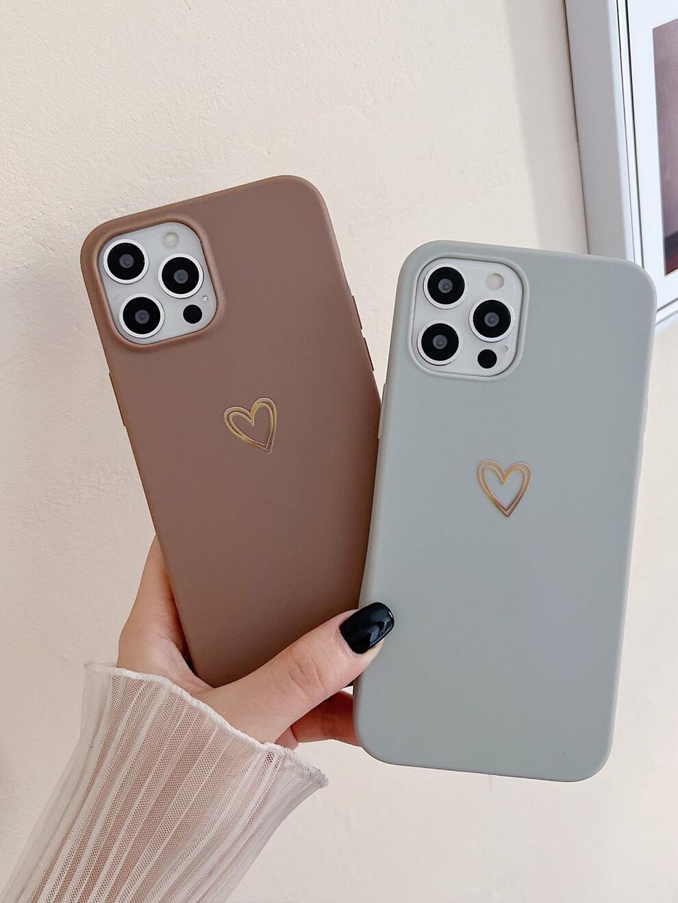 Couple 2pcs Heart Pattern Phone Case Compatible With Iphone 11,IPhone 13,IPhone 14 Pro Max